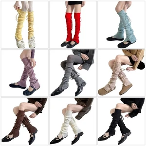 Women Ballet Styles Button Split Knit Leg Warmers Thigh High Long Socks - Picture 1 of 17