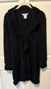 Exklusiv Misook schwarzer langer Rüschen-Cardigan Pullover Staubtuch Damengröße S Small - Bild 1 von 5