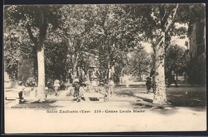 AK Saint Zacharias, Cours Louis Blanc mit Kindern, die unter Bäumen spielen - Bild 1 von 2