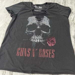 Guns N’ Roses Skull Cutout Band Tee Distressed Rock Black Grunge Punk Size 0 - Bild 1 von 7