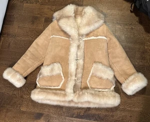Abrigo GRANDE de piel de oveja Overland Sheepskin Co vintage de los 80 para mujer - LEER - Imagen 1 de 16