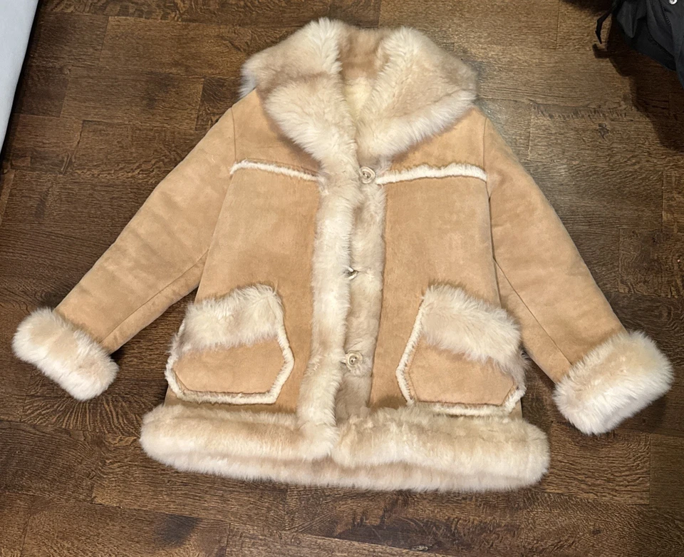 Vintage 80s Overland Sheepskin Co Womens Sheepskin Shearling LARGE Coat - READ - Image 1 of 4