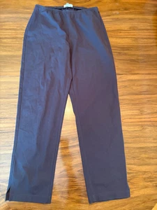 Eileen Fisher GRAY Stretch Cotton Twill Elastic Waist Side-Zip Cropped Pants XS - Picture 1 of 10