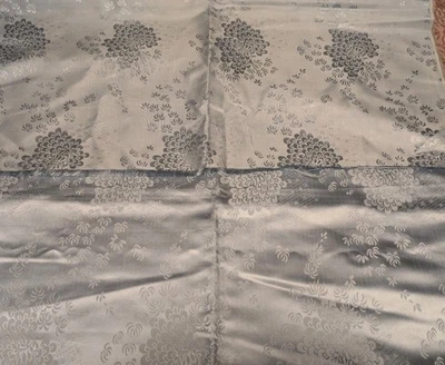 An Antique 30½" x 237" Bolt SILK Fabric GRAY BLUE Damask Brocade CHINESE Panel - Image 1 of 4