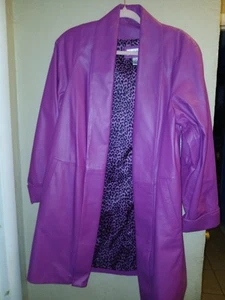 Preston & York Damen Echtleder Lila Mantel Linie Lila Gepard Print M - Bild 1 von 6