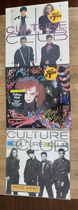 NEAR MINT , 3- CULTURE CLUB  RECORDS , BOY GEORGE , HYPE STICKERS , POP ROCK - Picture 1 of 15