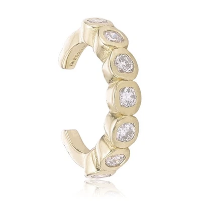 Brazalete de oreja hexagonal plateado chapado en oro amarillo de 18 quilates con diamante cultivado en laboratorio de 0,09 quilates Foto 1 de 4