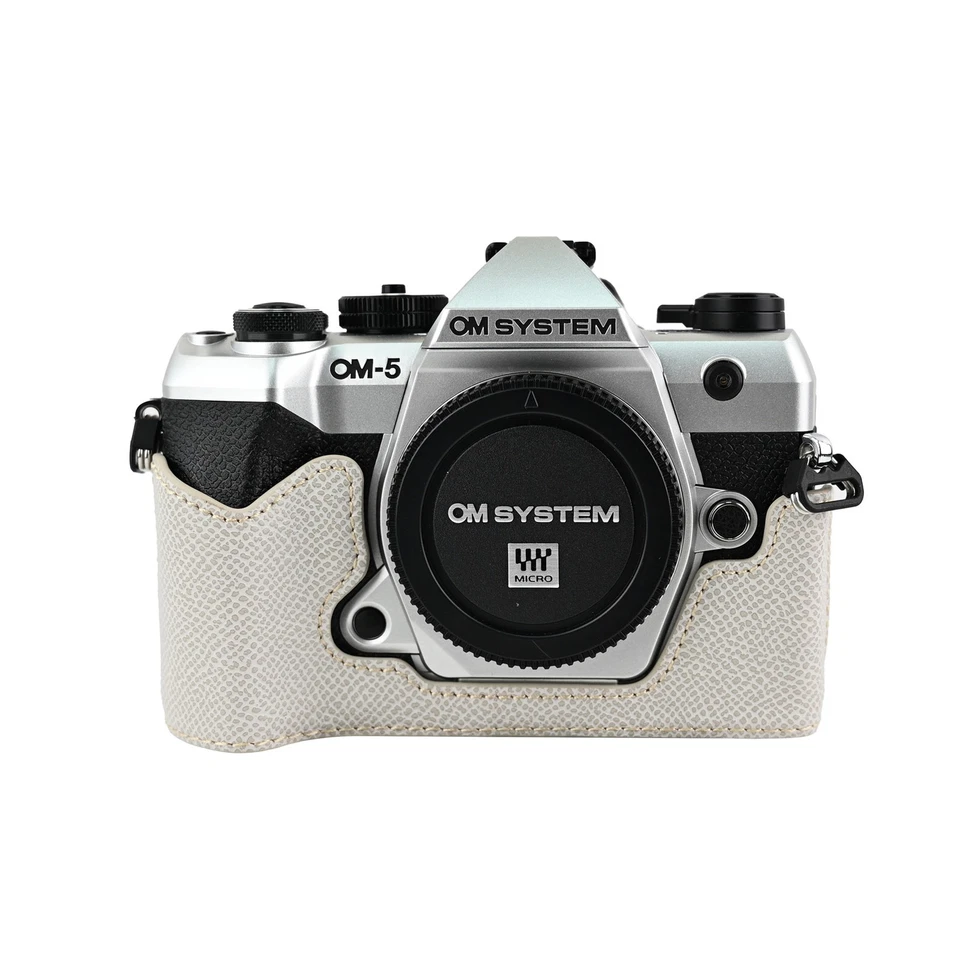 Media funda de cuero para OM System OM-5 Mark II bolsa de cámara empuñadura Foto 1 de 1