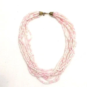 Vintage Pink Glass Mutistrand Necklace Necklace #J224 - Picture 1 of 8