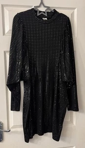 H&M Black Sequin Dress Size Uk XXL Party/evening/occasion - Picture 1 of 9
