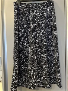 Size 12 Red Herring Navy Polka Dot Midi Skirt - Picture 1 of 4