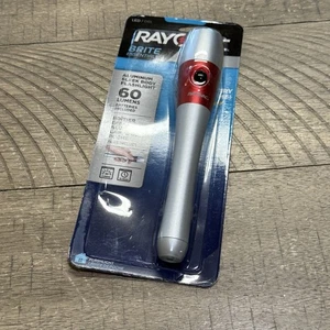 RARE! RAYOVAC Brite Essentials Aluminum Sleet Body w/ Red Trim & FAST FREE SHIP! - Picture 1 of 2