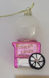 Máquina de caramelo de algodón rosa de vidrio soplado adorno de Navidad - Imagen 1 de 4