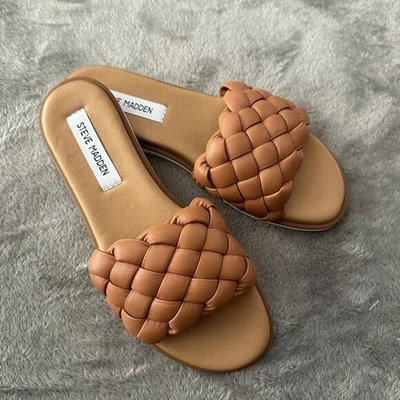 Steve Madden Brown Paisley Slip On Sandals Shoes Women's 8 - Image 1 of 4