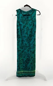 Case Hill Green & Teal Tropical/Hawaiian Print Sleeveless Rayon Sundress 12 - Picture 1 of 13