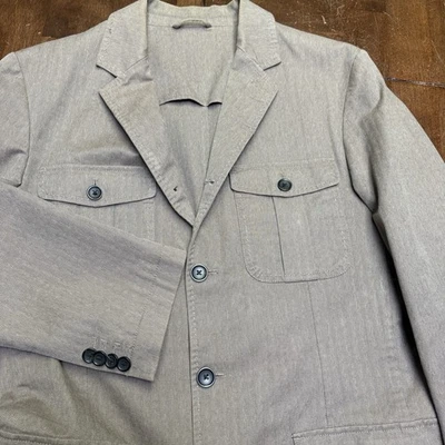 Banana Republic M Herringbone Unconstructed 男式 Expedition Blazer 夹克 43R — 第 1/4 张图片