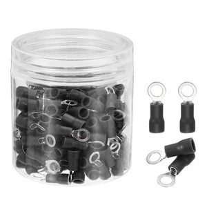 100Pcs Insulated Ring Terminal RVS1.25-4 22-16AWG Battery Connectors, Black - Picture 1 of 5