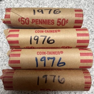 1976 Lincoln Memorial Cent Roll - Circulated 4 Rolls Mixed Mints Unsearched - Picture 1 of 1