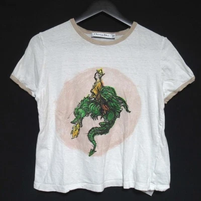 Б/у отделка с коротким рукавом из хлопковой льняной смеси с принтом Christian Dior в хорошем состоянии - Изображение 1 из 4