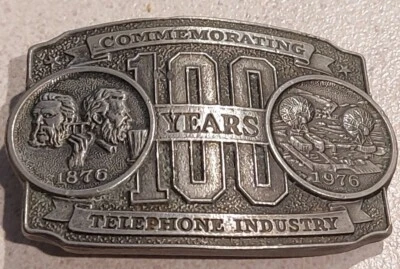 17) De colección Lewis of Chicago 1Teléfono Industria Hebilla Cinturón 100 Años 1876-1976 EE. UU. Foto 1 de 4