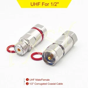 UHF Male PL259 Female SO239 Connector For 1/2" Corrugated Coax Cable LDF4-50A - Picture 1 of 11