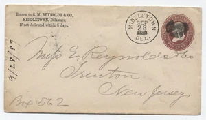 1887 Middletown De 2ct busta timbrata marrone [S.4690] - Foto 1 di 3