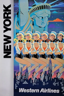 See New York City 1970s Vintage Air Travel Wall Art Home Decor - POSTER 20"x30" - Image 1 of 3