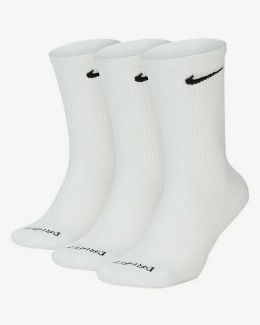 Nike Everyday Plus Cushion White Men's Crew Socks - 3 Pair (Size L)
