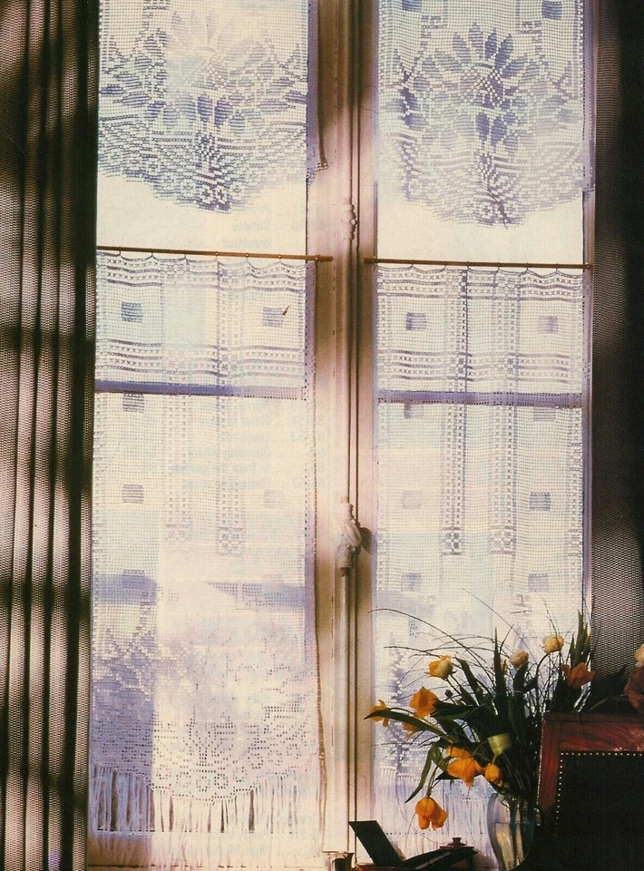 LOVELY Filet Art Deco Curtains/Decor/CROCHET PATTERN INSTRUCTIONS - Image 1 of 1