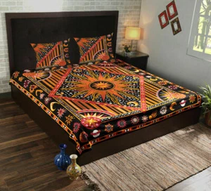 Indian Burning Sun Mandala Twin Size Handmade Gypsy Duvet Cover Boho Bedding Set - Picture 1 of 4