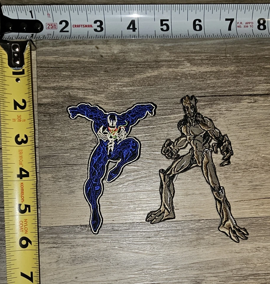 MARVEL COMICS VENOM GUARDIANS OF GALAXY GROOT.  EMBROIDERED 2-PATCH SET. - Image 1 of 1