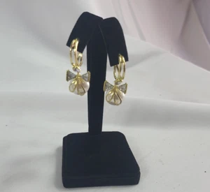 Fashion Jewlery Earrings Bow Gold tone Faux Pearl Rhinestone - Picture 1 of 6