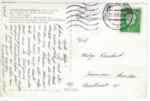 Country Postmark Schwarzenbach over Gaggenau (Murgtal) 1961 - Picture 1 of 1