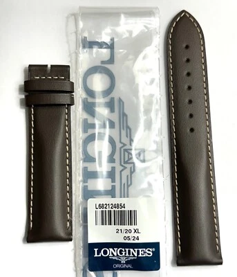 Original Longines 21mm (Longer 85mm x 125mm) Brown Leather Watch Band Strap - Image 1 of 3