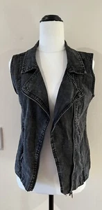 Factorie Tough Love Baby Wash Fade Denim Black Jean Vest Waistcoat Size S - Picture 1 of 2