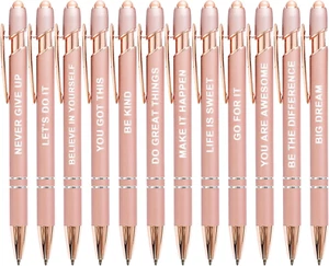 Stylus Pens for Touch Screens, 12 Pack Rose Gold Inspirational Pens, 1.0Mm Mediu - Picture 1 of 9