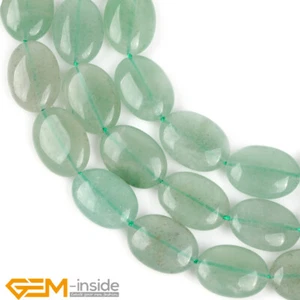Natural Gemstones Green Aventurine Jade Oval Flat Beads for Jewellery Making 15" - Bild 1 von 20