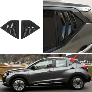 2Pcs For Nissan Kicks 2017-2022 Gloss Black Window Louvers Rear Vent Cover Trim - Picture 1 of 8