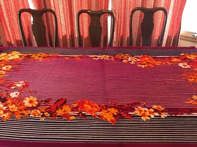 Pure Silk Velvet Table Holiday Tablecloth Cover Runner Hand-rolled THANKSGIVING - Image 1 of 4