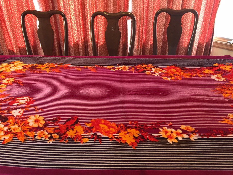 Pure Silk Velvet Table Holiday Tablecloth Cover Runner Hand-rolled THANKSGIVING - Image 1 of 4