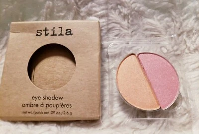 STILA Eye Shadow Duo tray LILY S0G7-02 peach pink clear case .09 oz 2.6 g NIB - Image 1 of 3