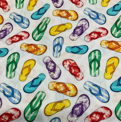 TIMELESS TREASURES - FLIP FLOPS #GM-C4730-WHITE- BY THE YARD - Image 1 of 2