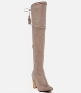 US 9 ❤️Stretch Real Suede Leather Over knee THIGH HIGH Heels Tall OTK BOOTS USA - Picture 1 of 5