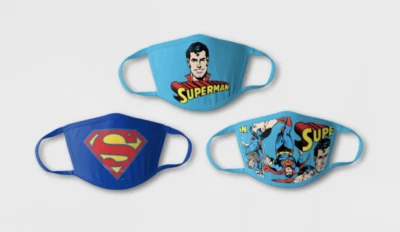 3-Pack Superman FACE MASK Set of 3 Superhero Pack KIDS DC Comics Licensed - Image 1 of 4