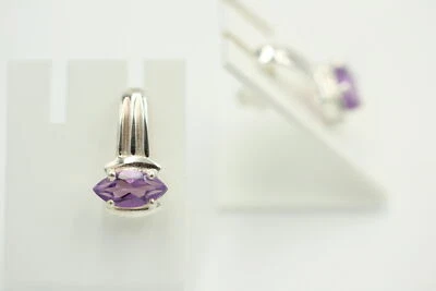 2,00 Carati Fantastico Orecchino In Amatista, Argento 925, Rodio - Immagine 1 di 4