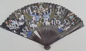 Antique Japanese Hand Brise Fan Calligraphy Painting Bamboo Japan WWII Read - Picture 1 of 12