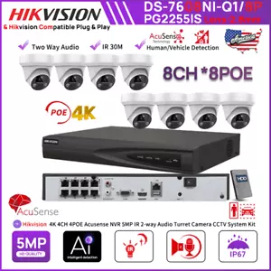 4K Hikvision 8CH CCTV System Lot 8POE Acusense NVR 5MP IR Mic& Speaker IP Camera - Picture 1 of 24