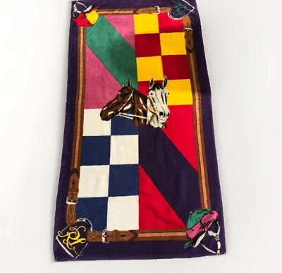 Raro Vintage Polo Ralph Lauren 32x63 Multicolorido Toalha de Praia Polo Cavalo Pônei - Imagem 1 de 4