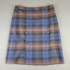 346 Brooks Bothers Size 10 Brown Blue Tartan Plaid Skirt 1034 - Picture 1 of 7