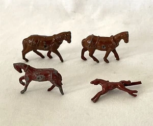 4 x Small Vintage Painted Metal Toy Solider Horses - Different Makes & Scales - Picture 1 of 10